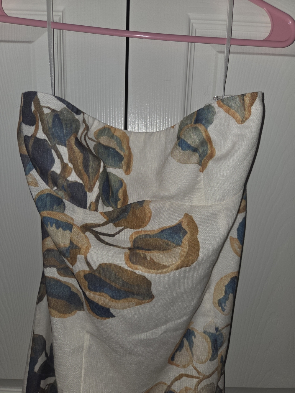 Commense Floral Slip Dress in Cream, Blue, and Brown - Picture 2 of 8